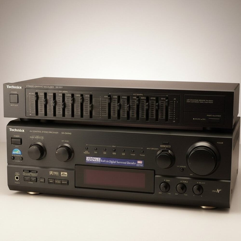 Technics Equalizer Black SH-8046 Stereo 2-Channel 10-Band Analog Graphic EQ